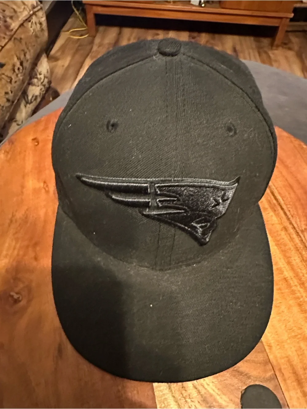 NFL New England Patriots Black Fitted Hat with Tonal Logo